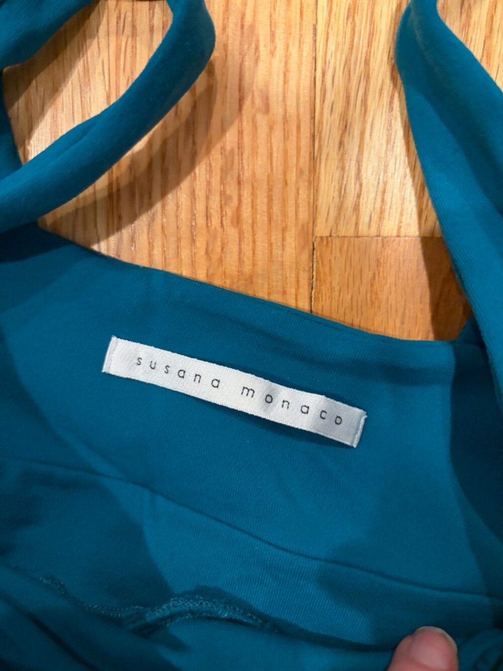 Susana Monaco Teal Deep V Maxi Dress XS Y2K Supplex Made in USA - Picture 7 of 9
